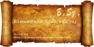 Bienenfeld Szörény névjegykártya